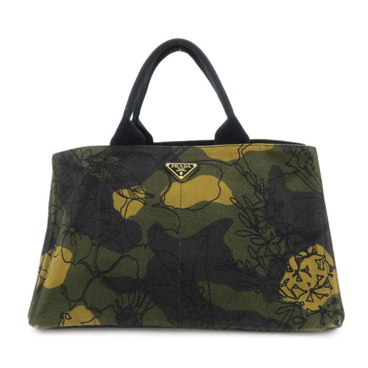 PRADA Logo Canapa Large Canvas Tote Hand Bag Camouflage BN1872  d