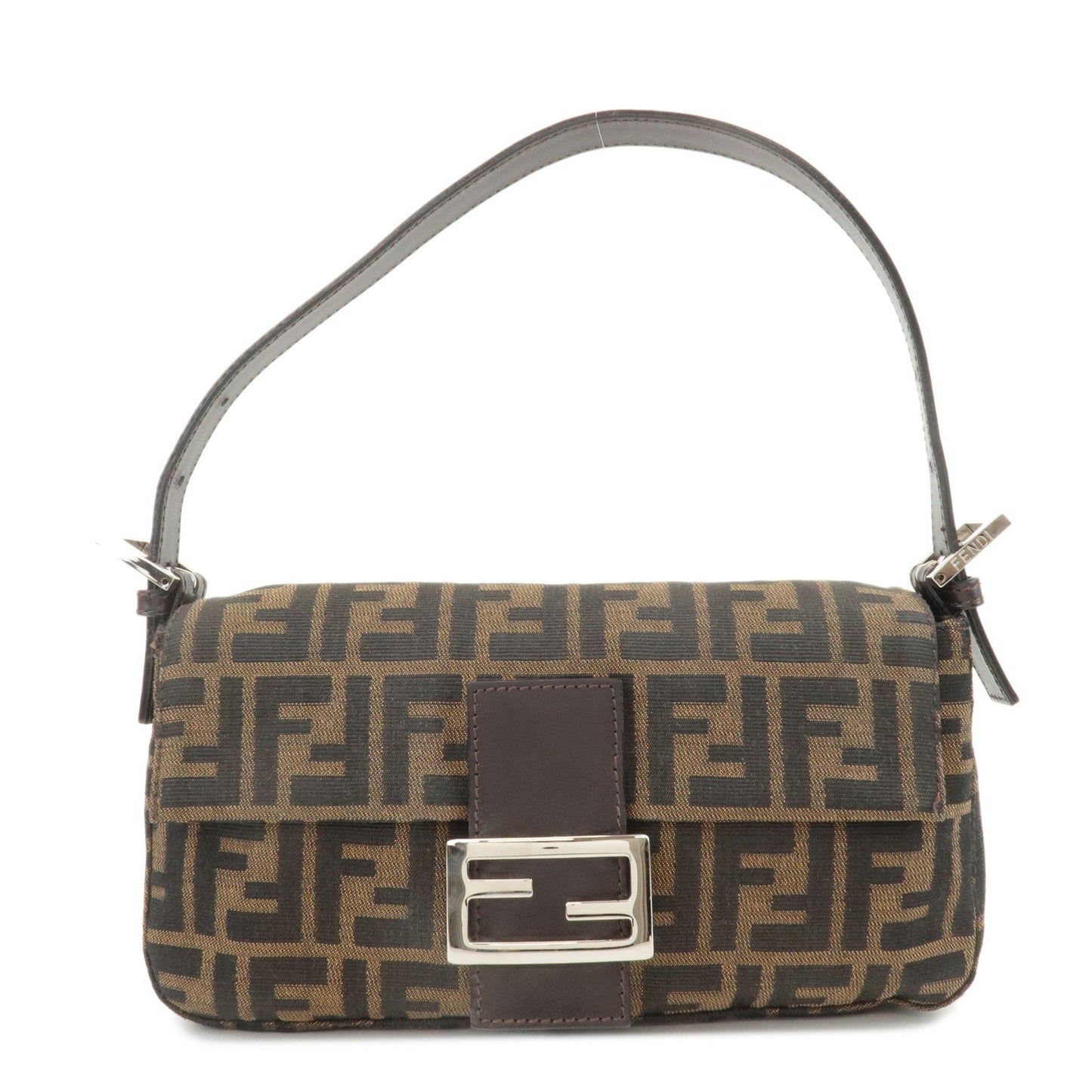 FENDI Mamma Baguette Zucca Canvas Shoulder Bag Brown Black 26424  d