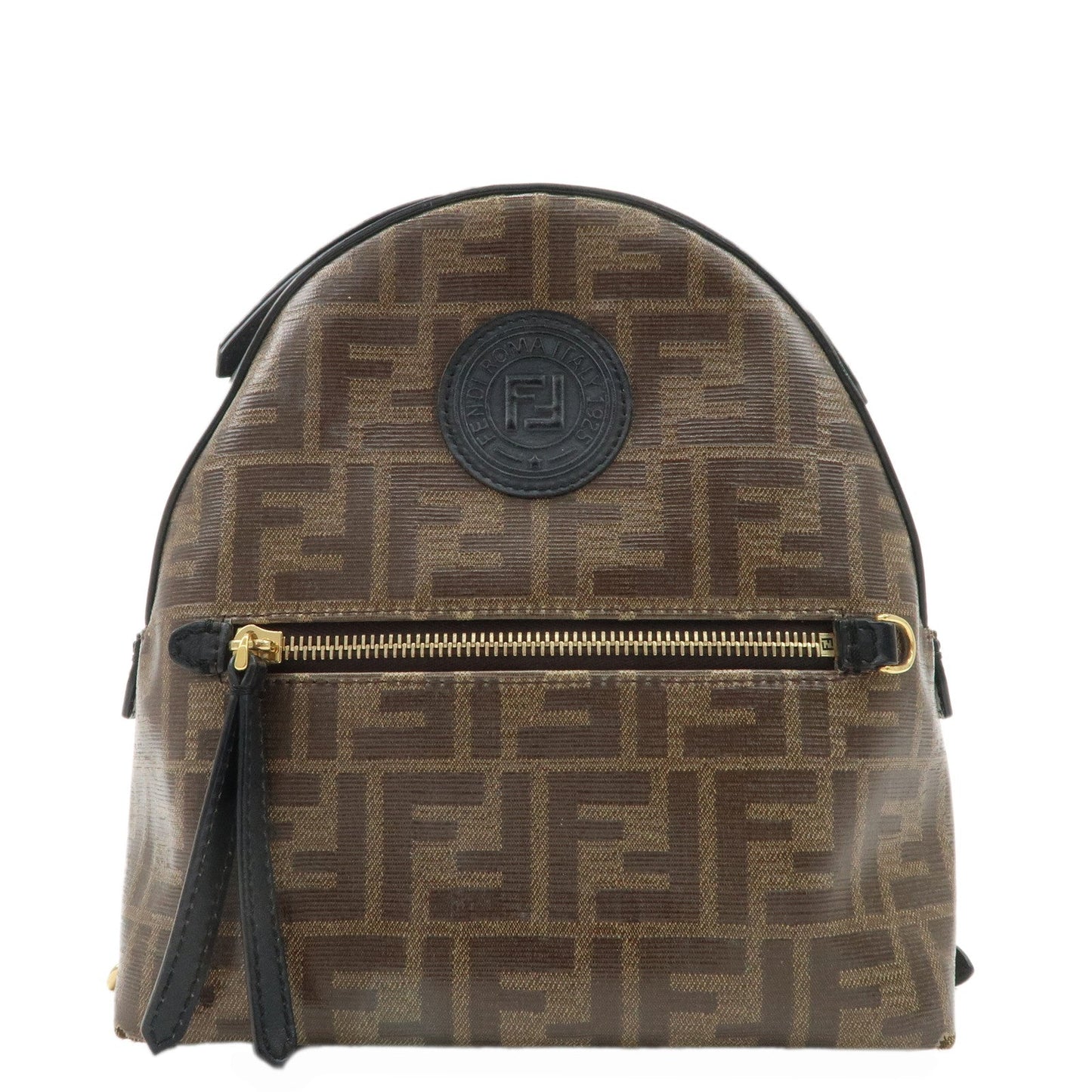 FENDI Zucca Print PVC Leather Chain Backpack Brown 8BZ038  d