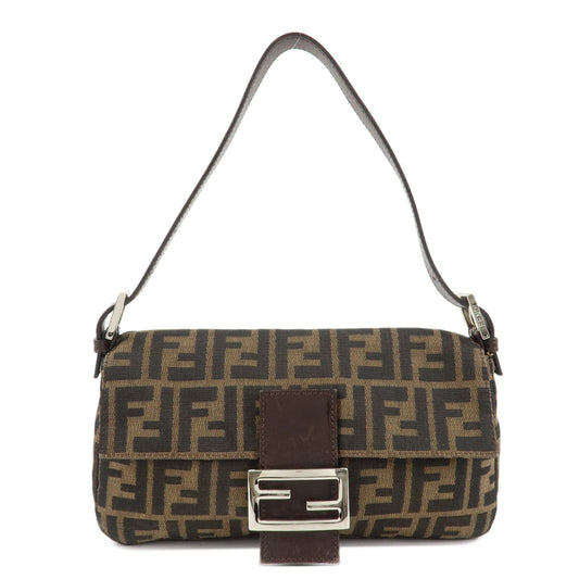 FENDI Mamma Baguette Canvas Shoulder Bag Brown Black 26424  d