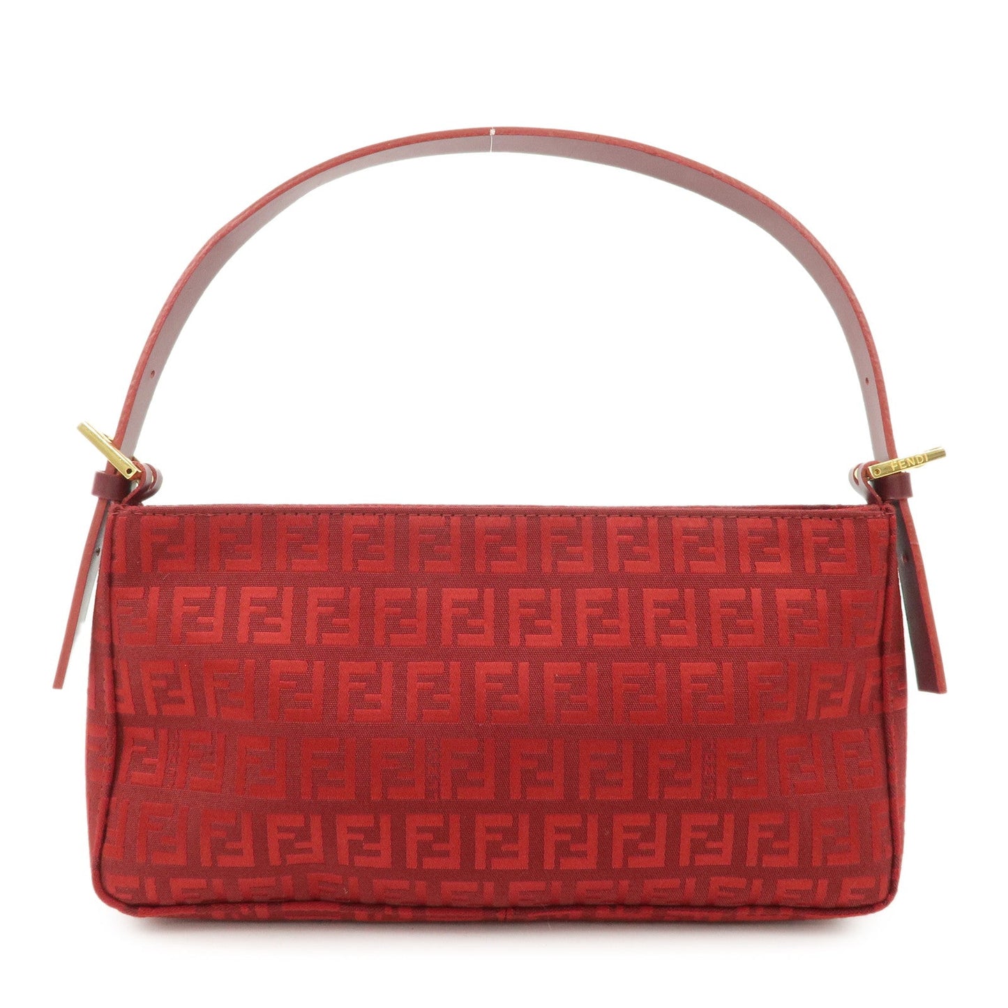 FENDI Zucchino Canvas Leather Shoulder Bag Purse Red 8BR042  d
