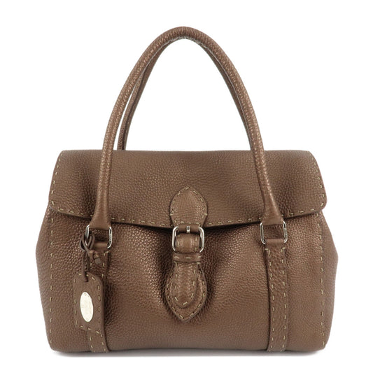 FENDI Selleria Leather Linda Hand Bag Brown 8BR547  d