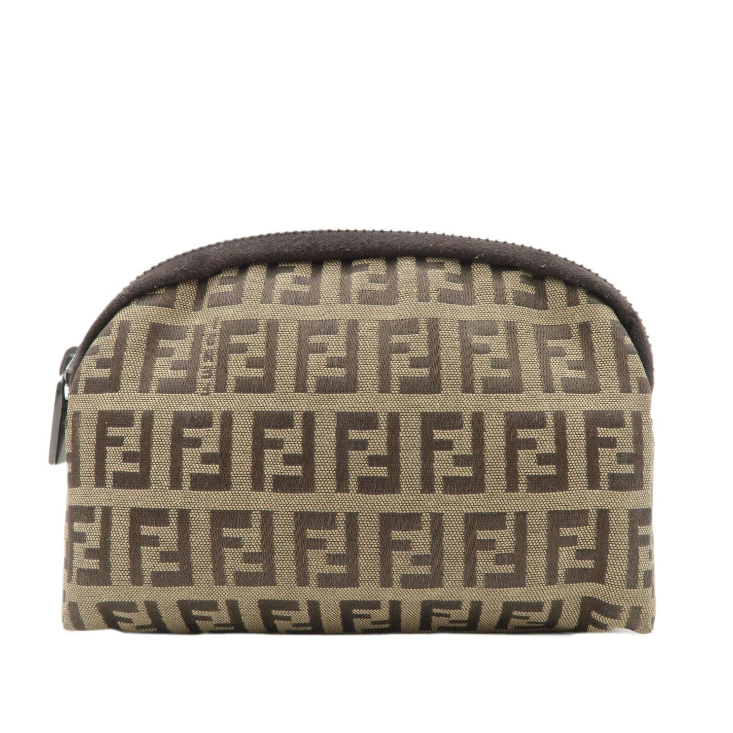 FENDI Zucchino Canvas Mini Pouch Beige Dark Brown 7N0003  d