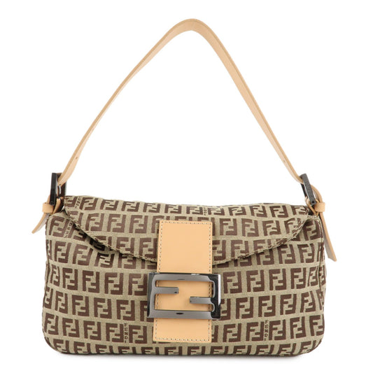 FENDI Zucchino Canvas Leather Shoulder Bag Beige 8BR003  d