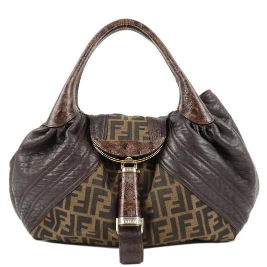 FENDI Zucca Canvas Leather Spy Bag Brown Black 8BR511  d