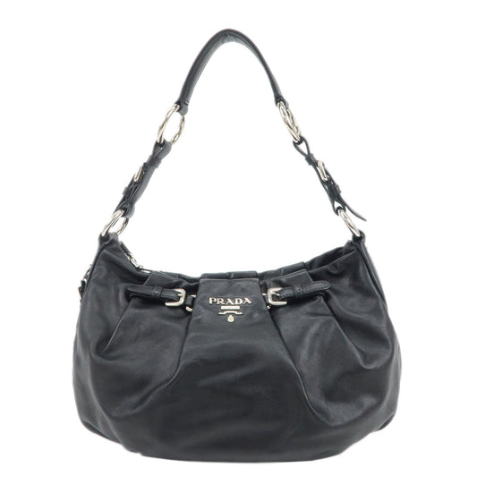 PRADA Soft Calf Leather Shoulder Bag Black BR3795  d