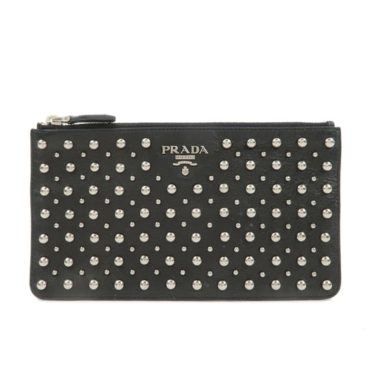 PRADA Leather Pouch Studs Black  d