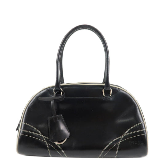 PRADA Leather Mini Boston Bag Shoulder Bag Black Silver HDW  d