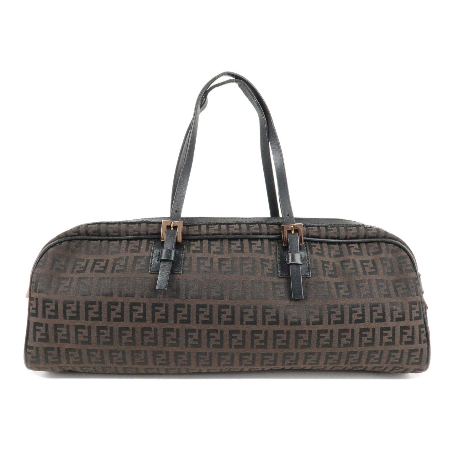 FENDI Zucchino Canvas Leather Hand Bag Brown Black 8BL006  d