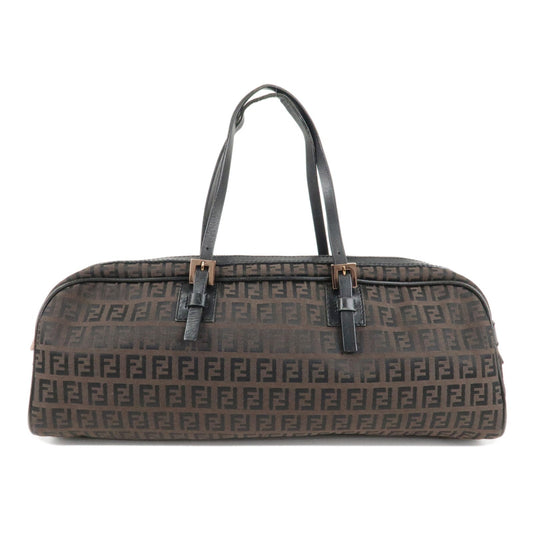 FENDI Zucchino Canvas Leather Hand Bag Brown Black 8BL006  d