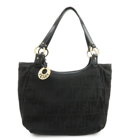 FENDI Zucca Canvas Leather Tote Bag Hand Bag Black 8BH156  d