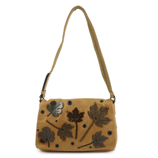 Prada Leather Nylon Suede Shoulder Bag Romantic Leaf B9608 Brown  d