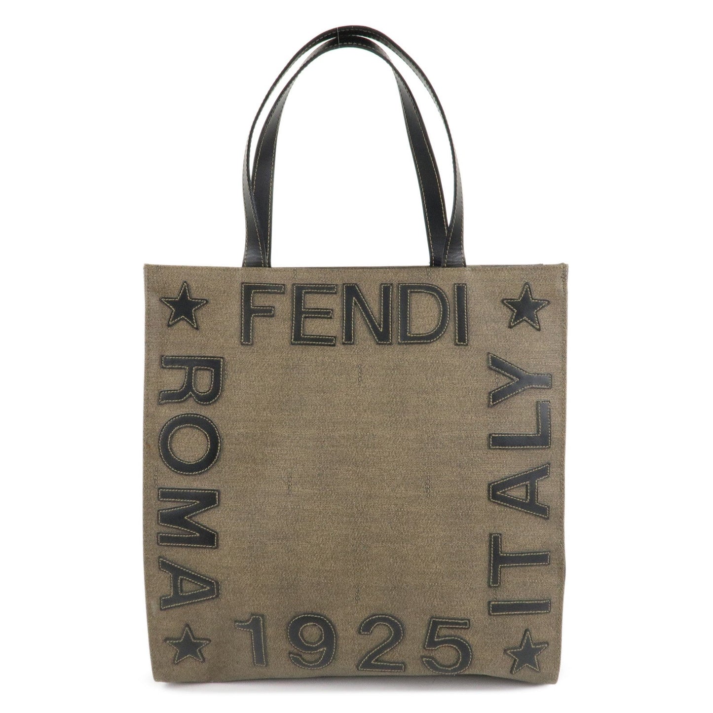FENDI PVC Leather Tote Bag Hand Bag Shoulder Bag Brown Black  d