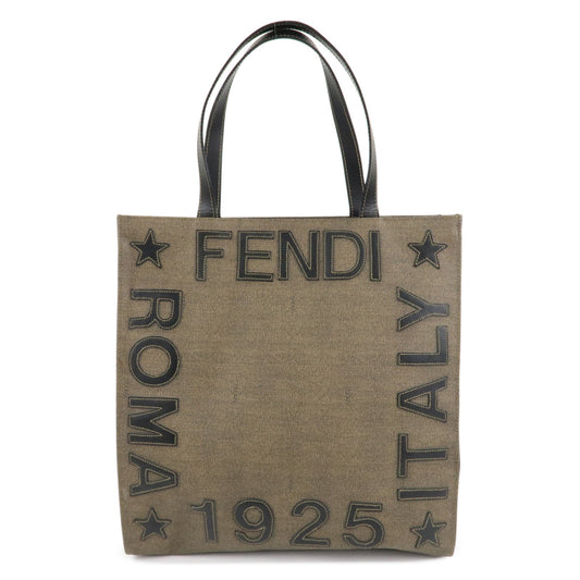 FENDI PVC Leather Tote Bag Hand Bag Shoulder Bag Brown Black  d