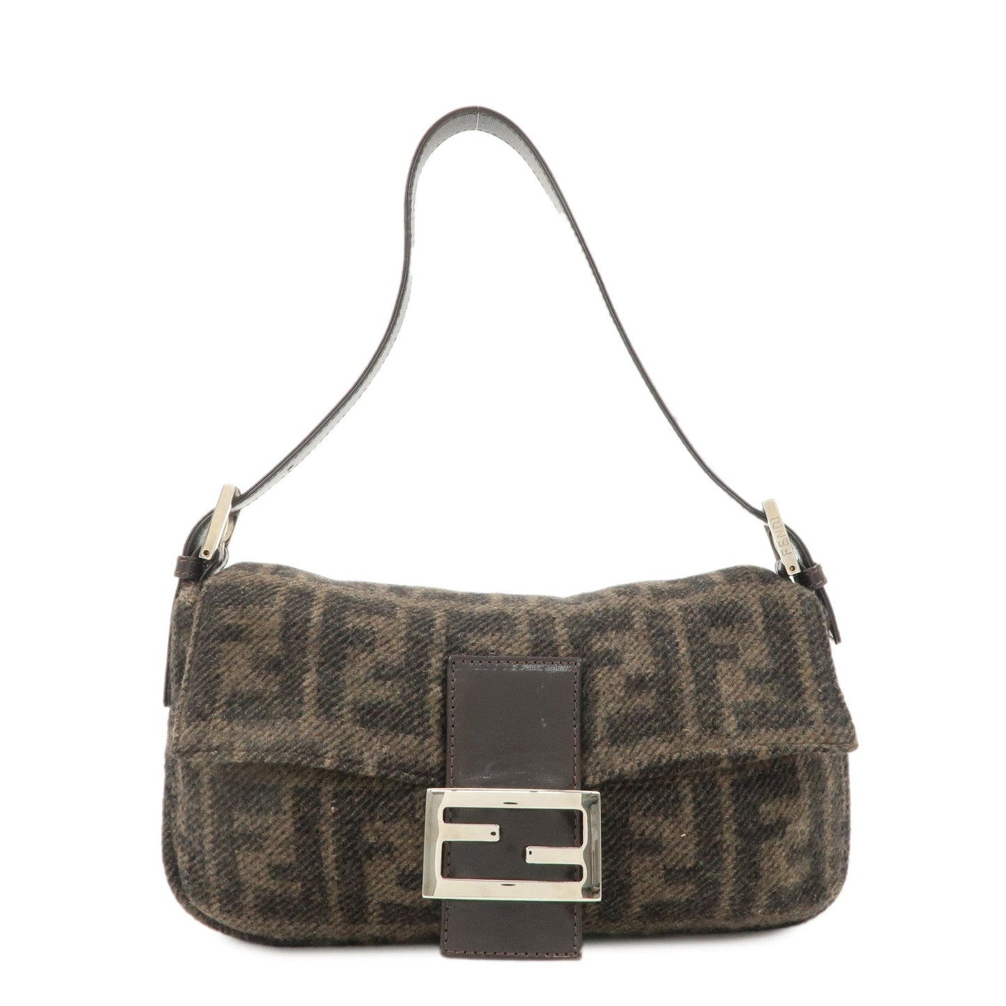 FENDI Mamma Buguette Zucca Wool Leather Shoulder Bag 26424  d