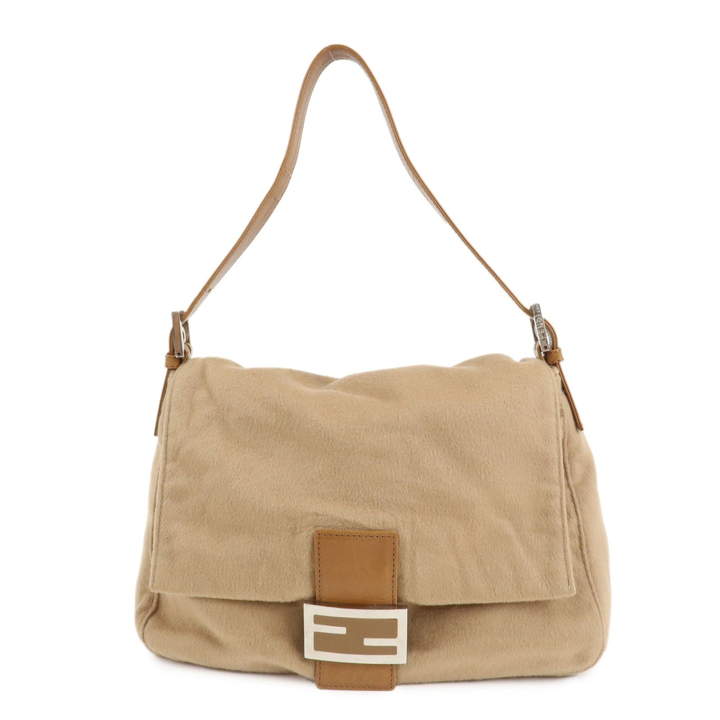 FENDI Mamma Baguette Cashmere Leather Shoulder Bag 26325  d