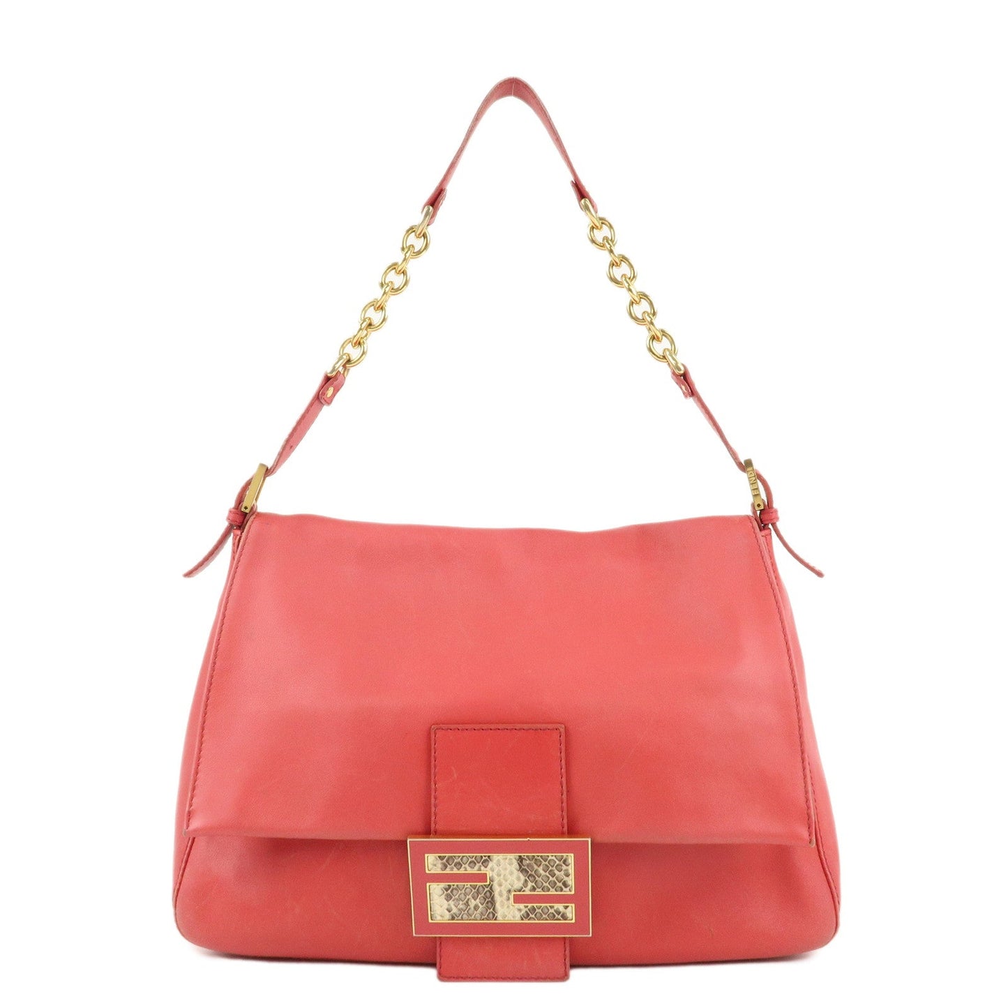 FENDI Big Mamma Baguette Leather Chain Shoulder Bag Pink 8BR638  d