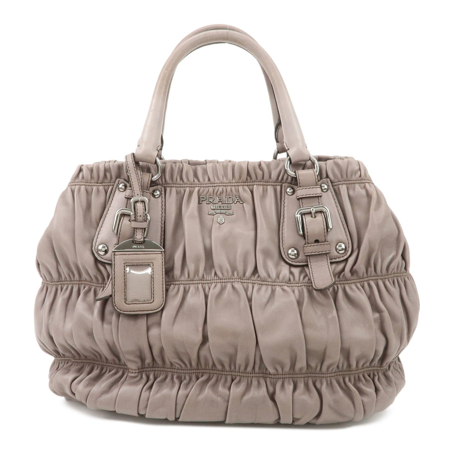 PRADA Nappa Gaufre Leather 2Way Bag Hand Bag Grey  d