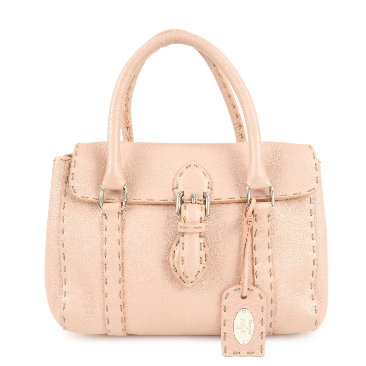FENDI Selleria Leather Mini Linda Hand Bag Pink 8BR486  d