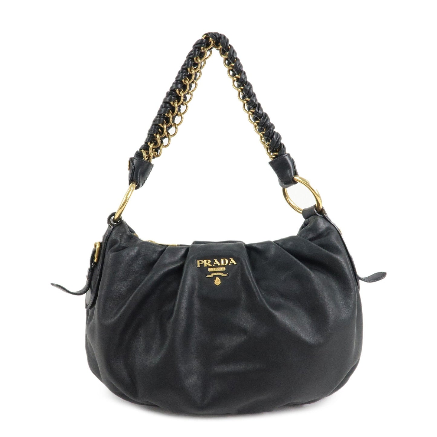 PRADA Leather 2Way Hand Bag Shoulder Bag Black BN2324  d