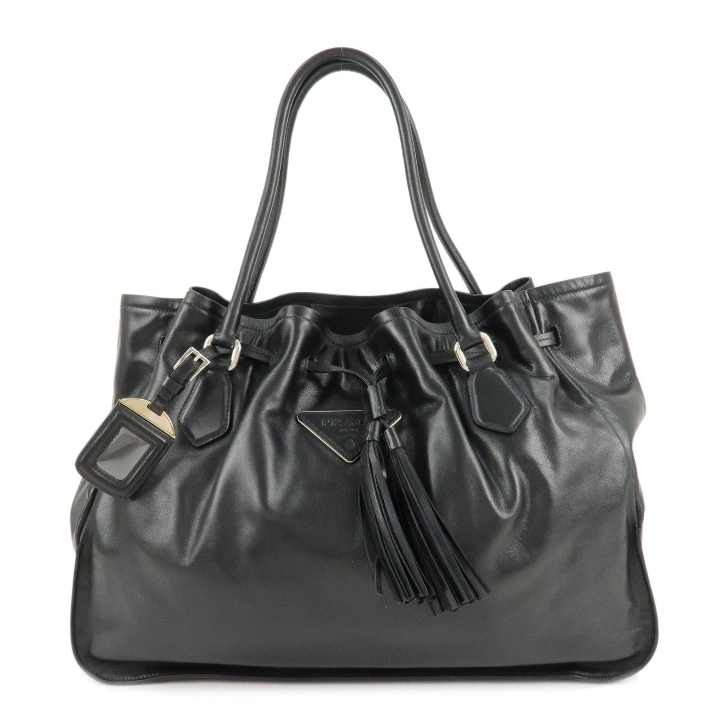 PRADA Leather Tote Bag Shoulder Bag Black BR3616  d