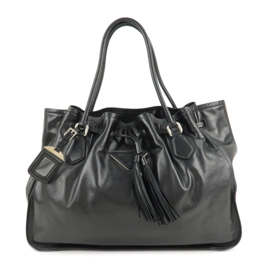 PRADA Leather Tote Bag Shoulder Bag Black BR3616  d
