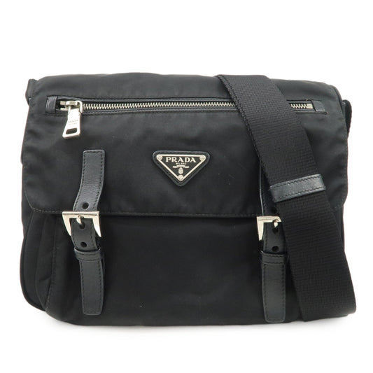 PRADA Nylon Leather Triangle Logo Shoulder Bag Black BT0713  d