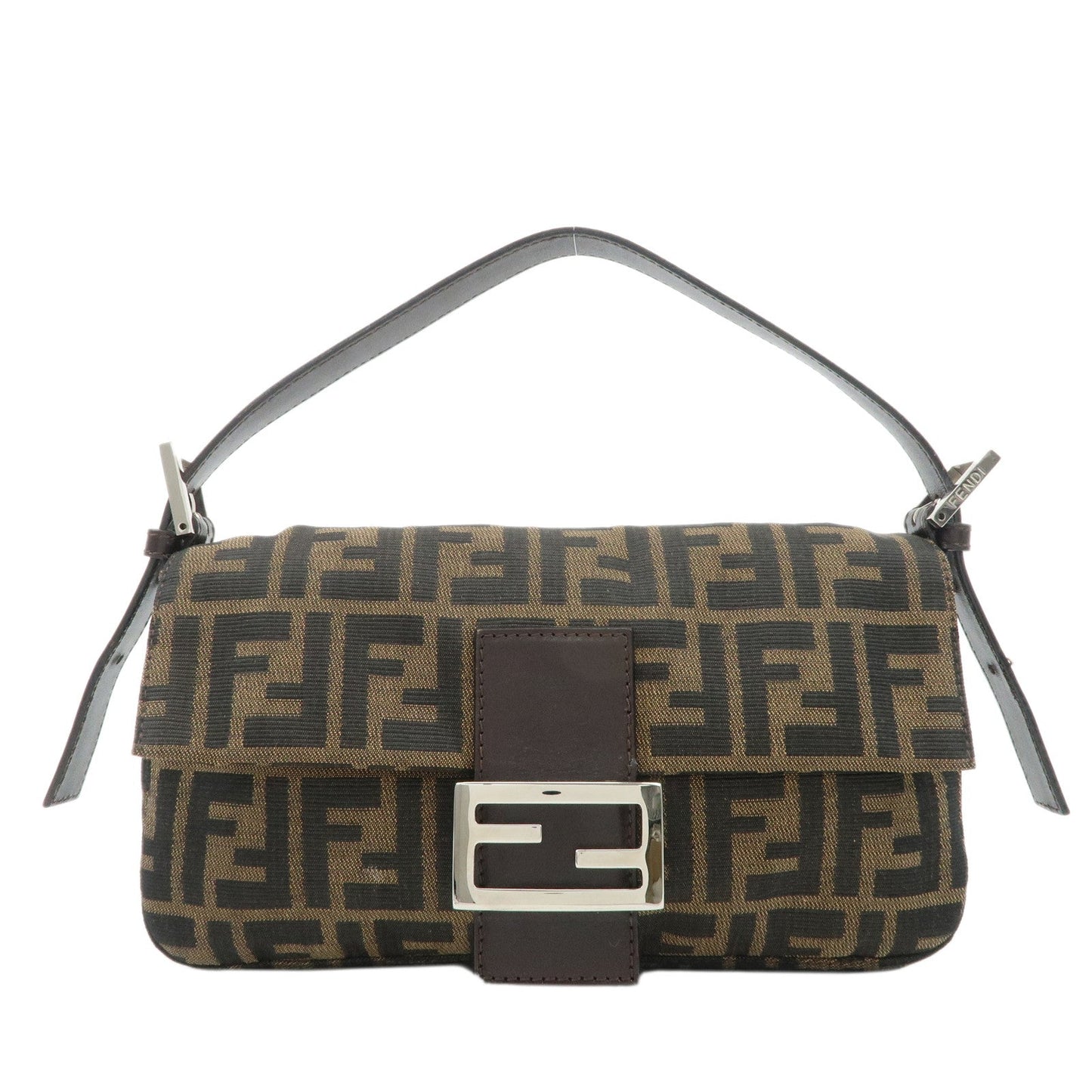 FENDI Mamma Baguette Zucca Canvas Leather Shoulder Bag 26424  d