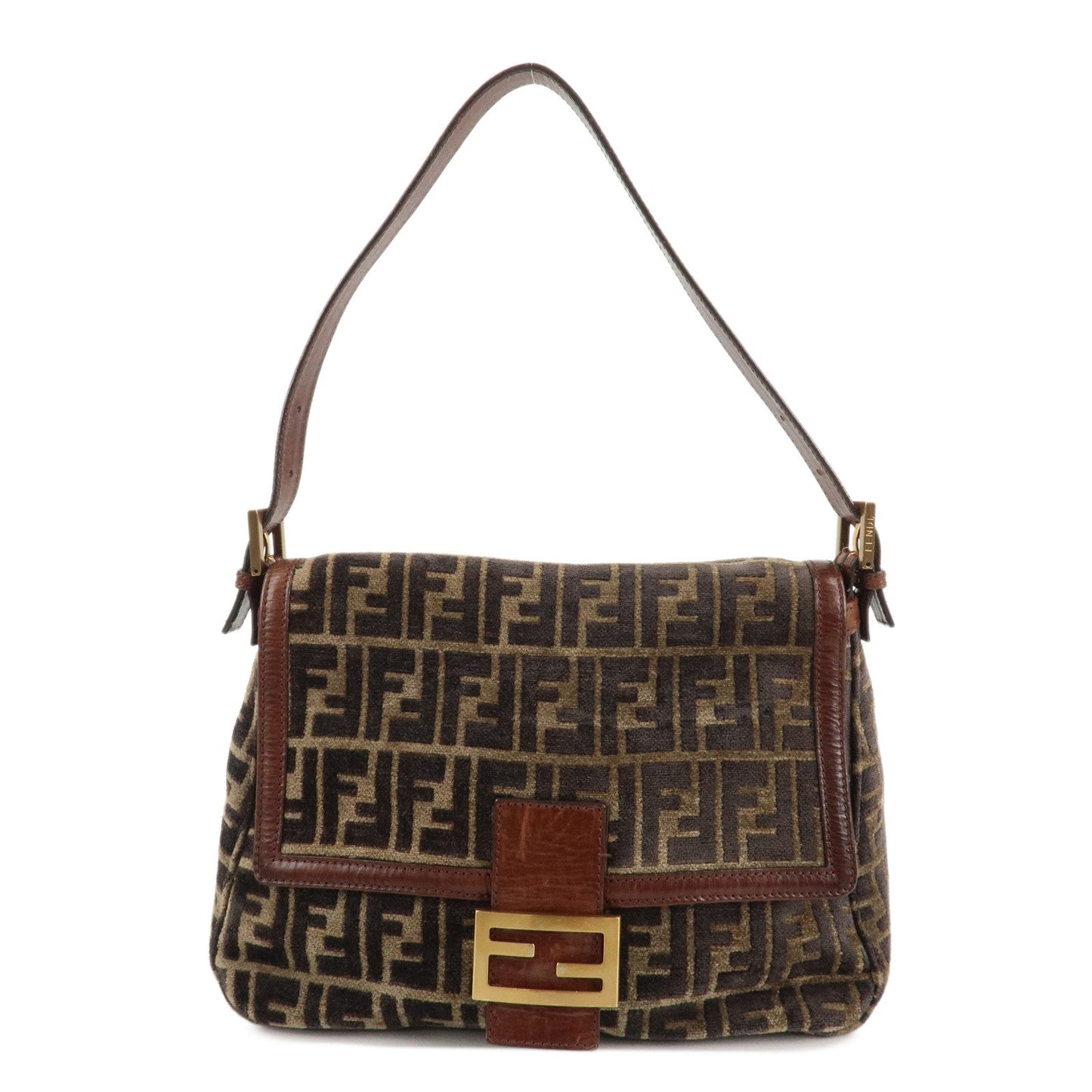 FENDI Mamma Baguette Zucca Pile Leather Shoulder Bag 8BR001  d