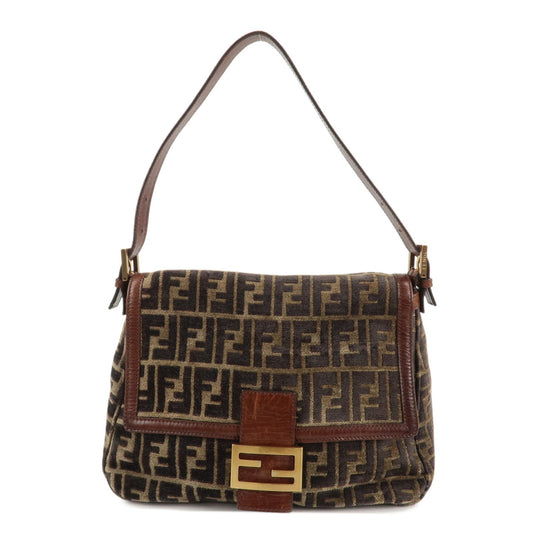 FENDI Mamma Baguette Zucca Pile Leather Shoulder Bag 8BR001  d