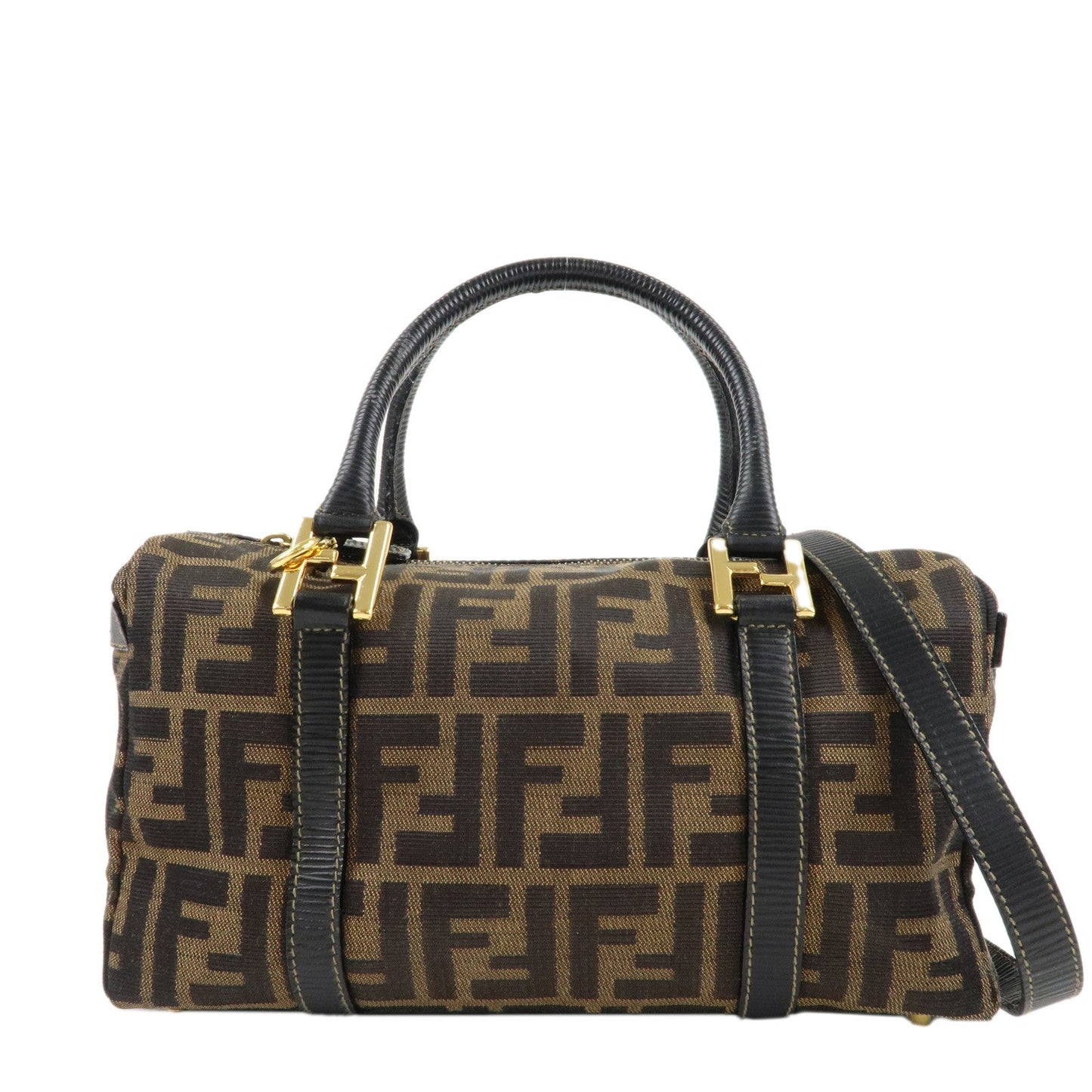 FENDI Zucca Canvas Leather 2WAY Bag Brown Black 261470  d