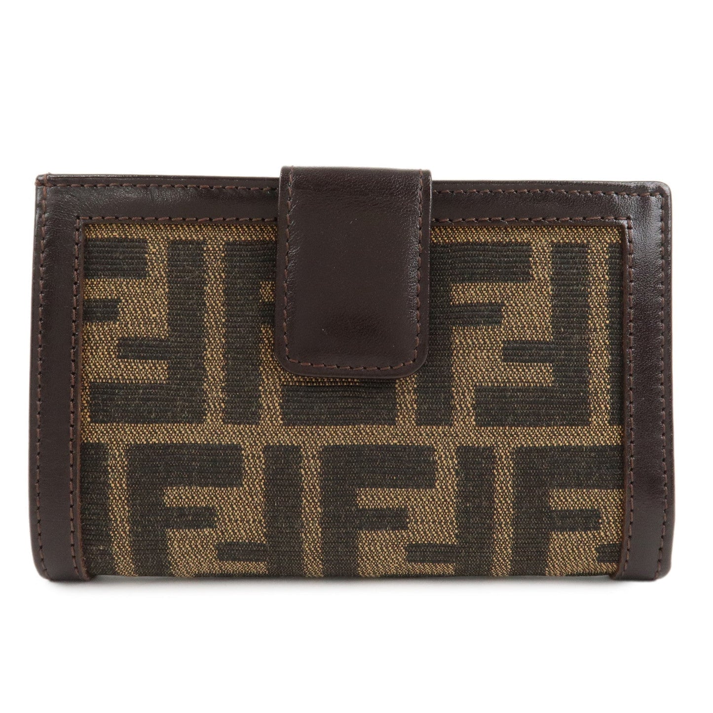 FENDI Zucca Canvas Leather Bifold Wallet Brown Black 1692  d