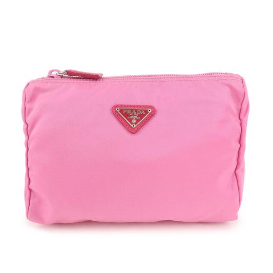PRADA Nylon Saffiano Leather Pouch Begonia 1N0011  d