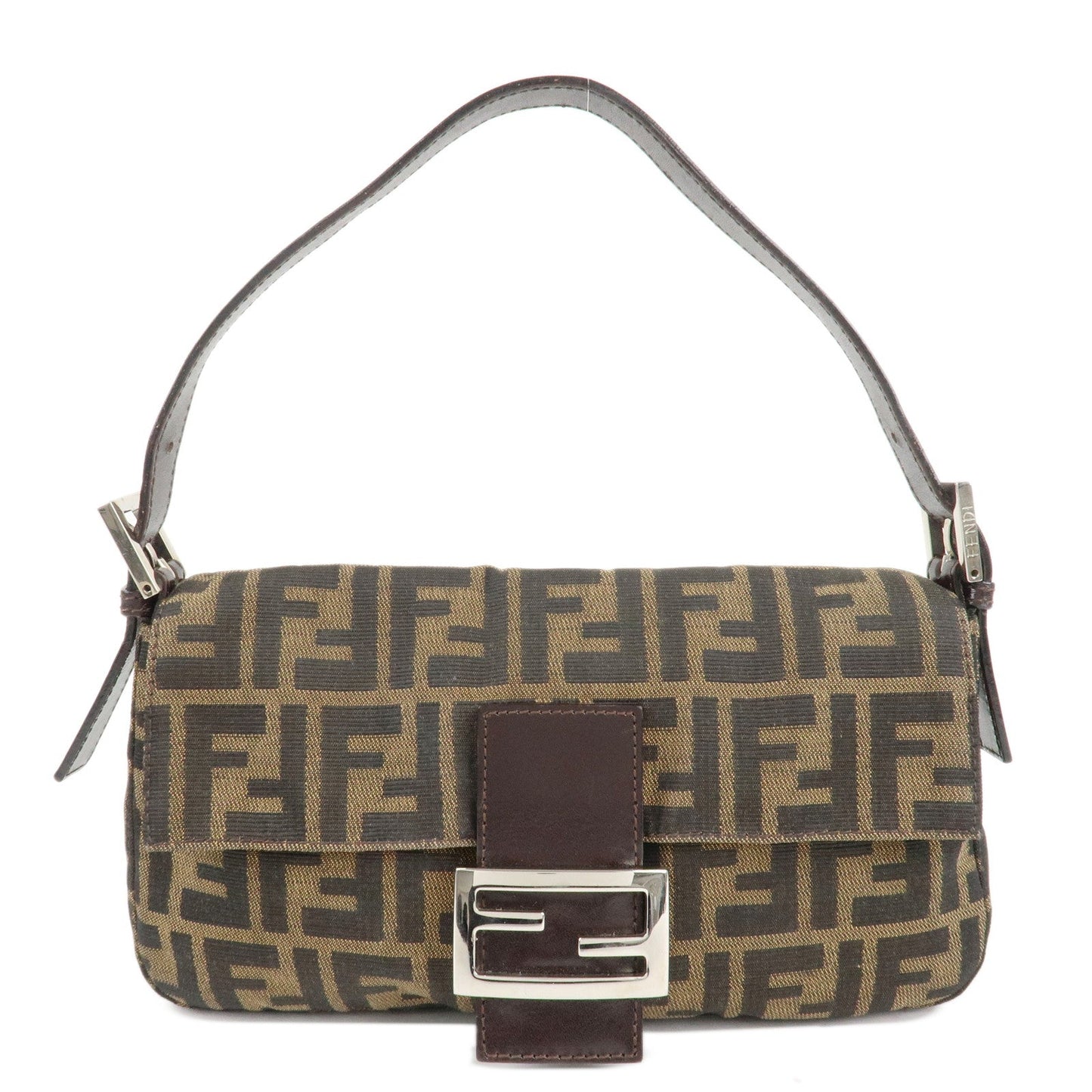 FENDI Zucca Mamma Baguette Canvas Shoulder Bag Brown Black 26424  d