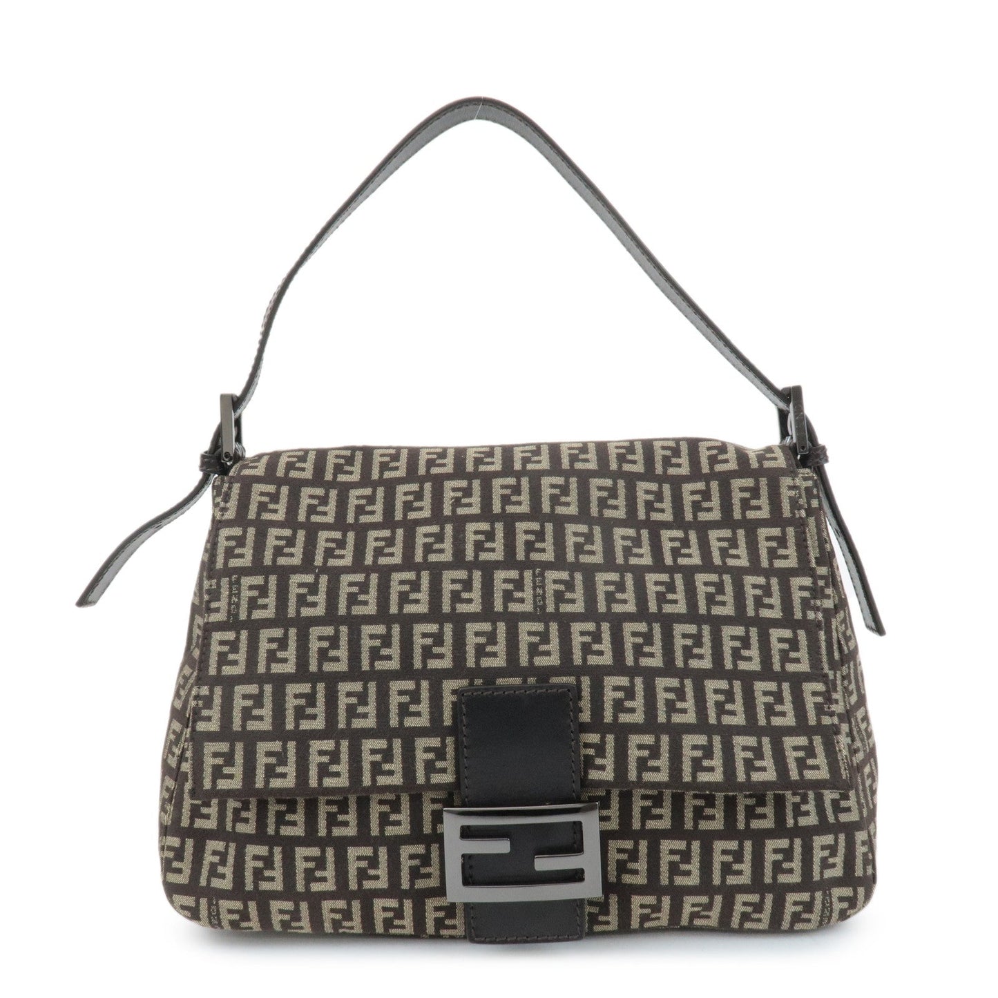 FENDI Mamma Baguette Zucchino Canvas Leather Shoulder Bag 8BR001  d