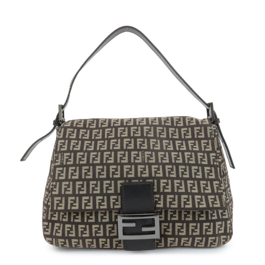 FENDI Mamma Baguette Zucchino Canvas Leather Shoulder Bag 8BR001  d