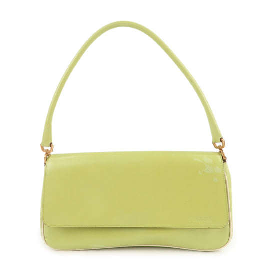 PRADA Leather Shoulder Bag Hand Bag Light Green B10689  d