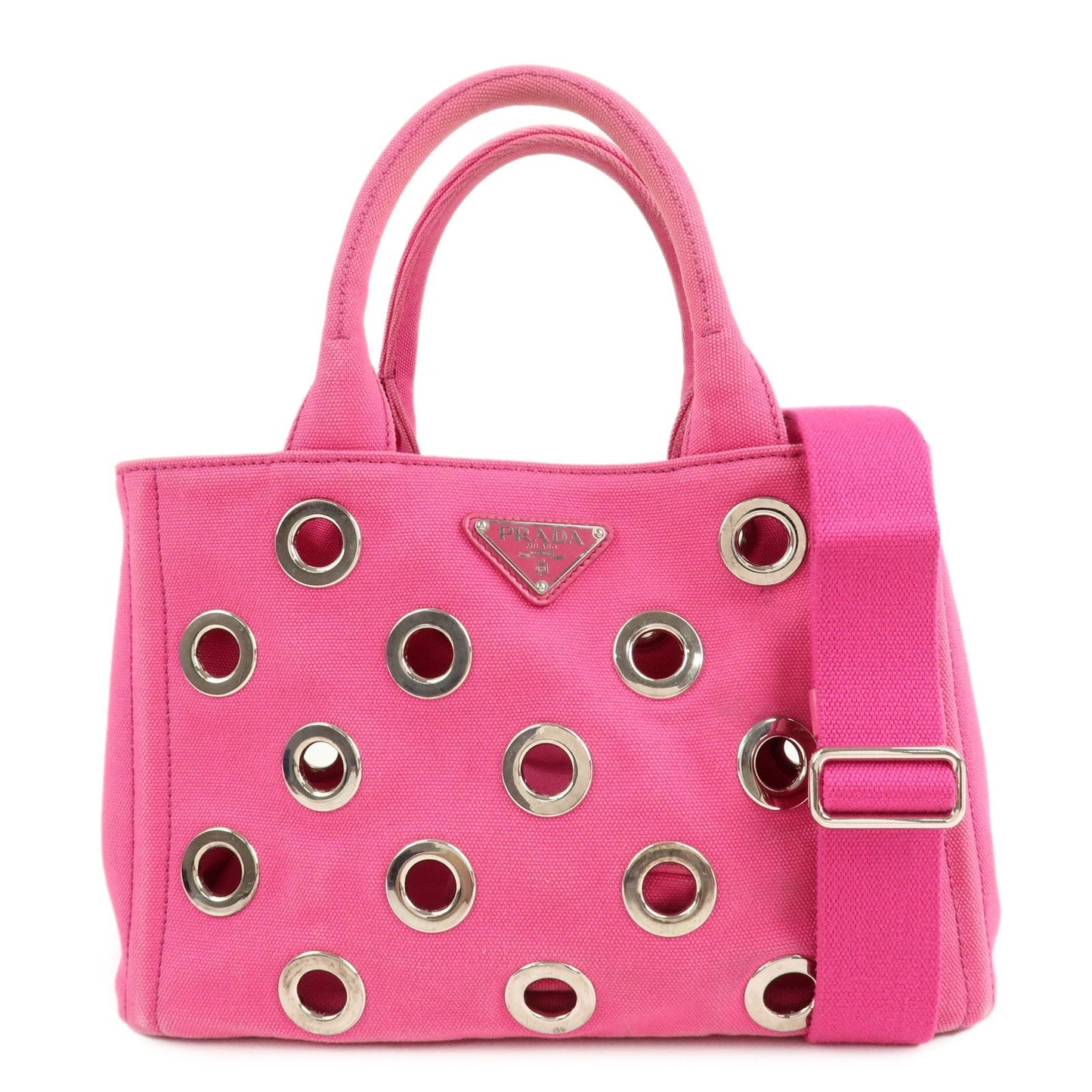 PRADA Canapa Mini Canvas 2Way Bag Hand Bag Pink 1BG439  d