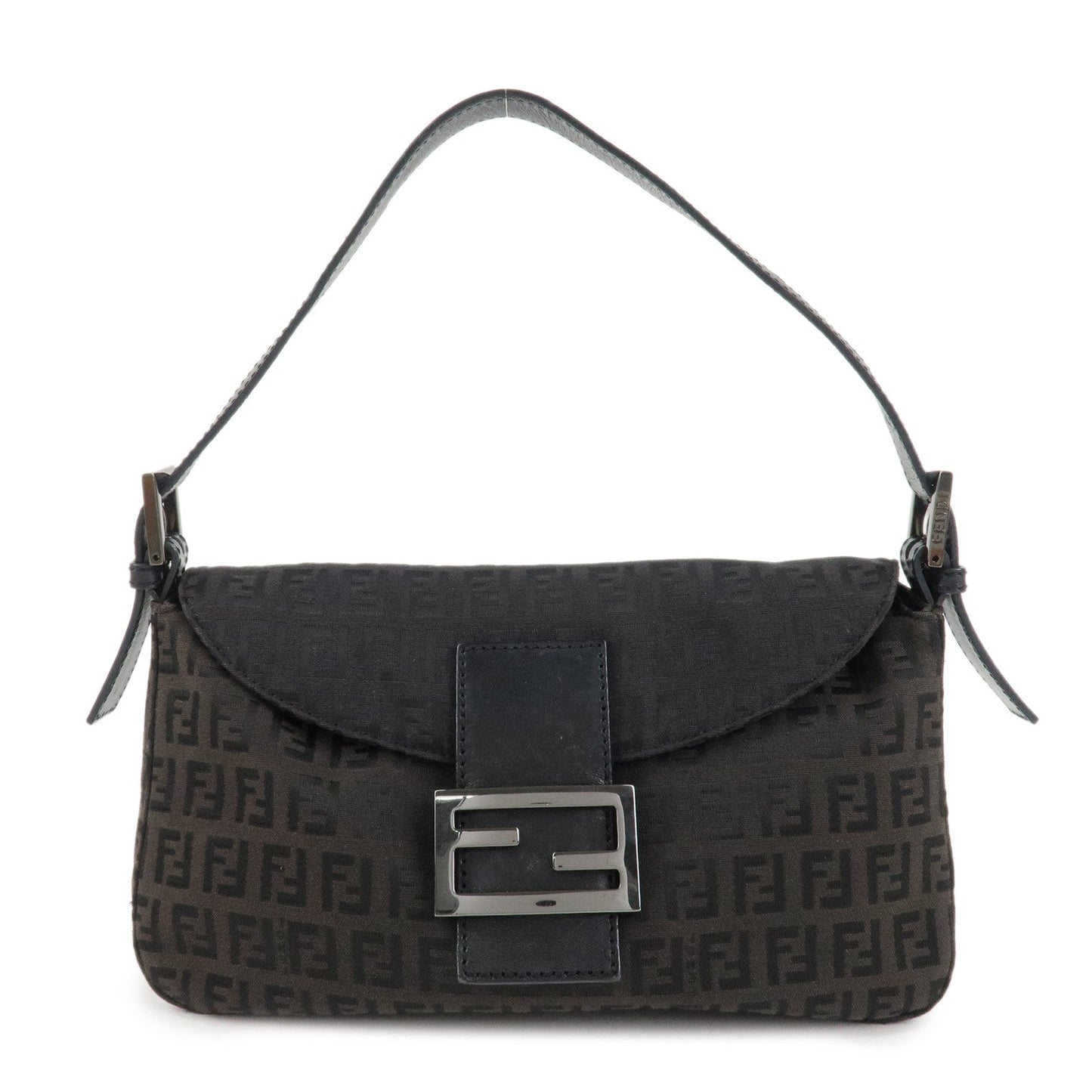 FENDI Mamma Baguette Zucchino Canvas Leather Shoulder Bag 8BR003  d