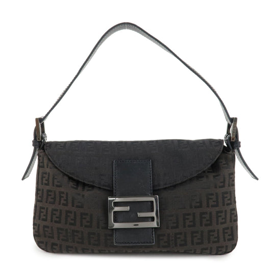 FENDI Mamma Baguette Zucchino Canvas Leather Shoulder Bag 8BR003  d