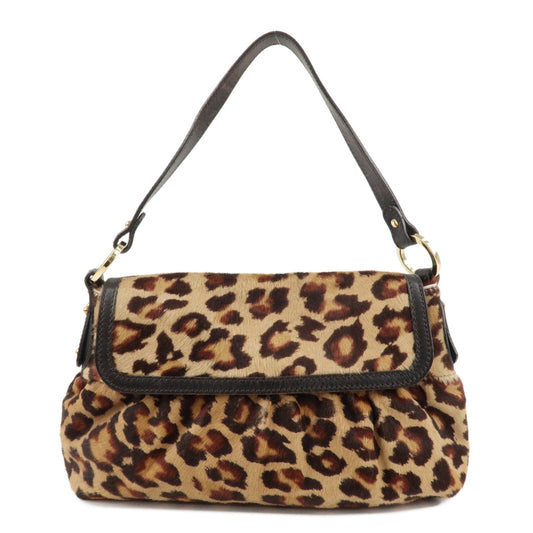 FENDI Unborn Calf Leather Shoulder Bag Beige Brown 8BR353  d