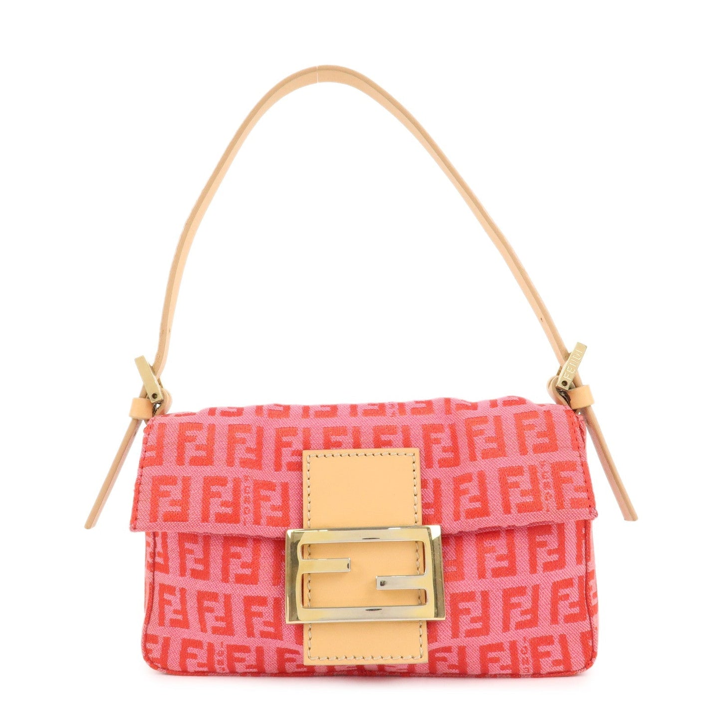 FENDI Mini Mamma Baguette Zucchino Canvas Leather Hand Bag  d