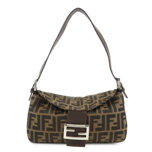 FENDI Zucca Canvas Leather Shoulder Bag Brown Black 26725  d