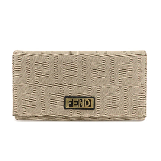 FENDI Zucca Print Canvas Leather Long Wallet Brown 8M0000  d