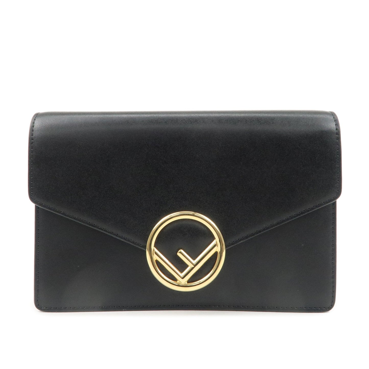 FENDI F is FENDI Leather Chain Wallet Clutch Bag Black 8BS006  d