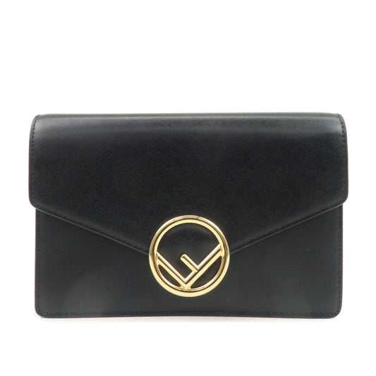 FENDI F is FENDI Leather Chain Wallet Clutch Bag Black 8BS006  d