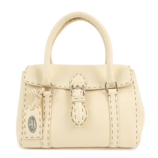 FENDI Selleria Leather Mini Linda Hand Bag Cream 8BR486  d