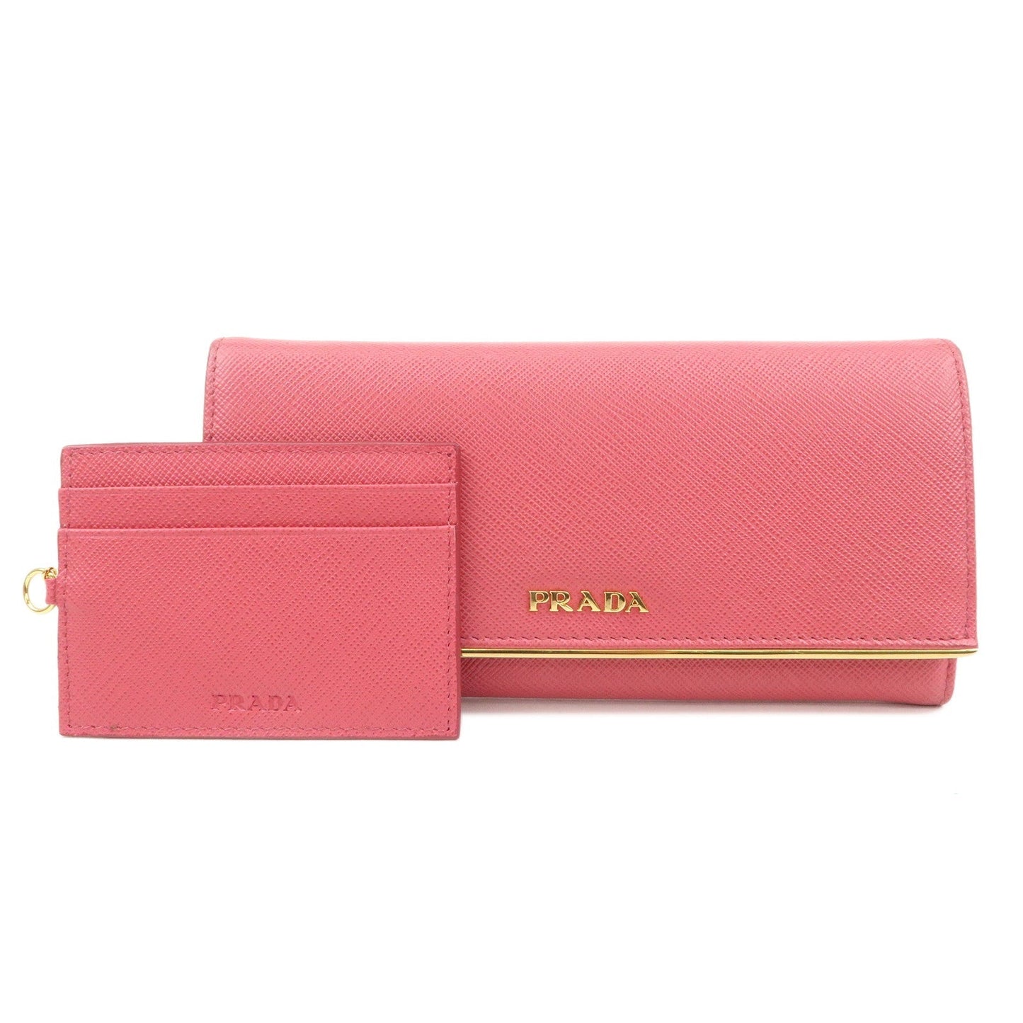 PRADA Saffiano Leather Bi Fold Long Wallet Pink 1MH132  d