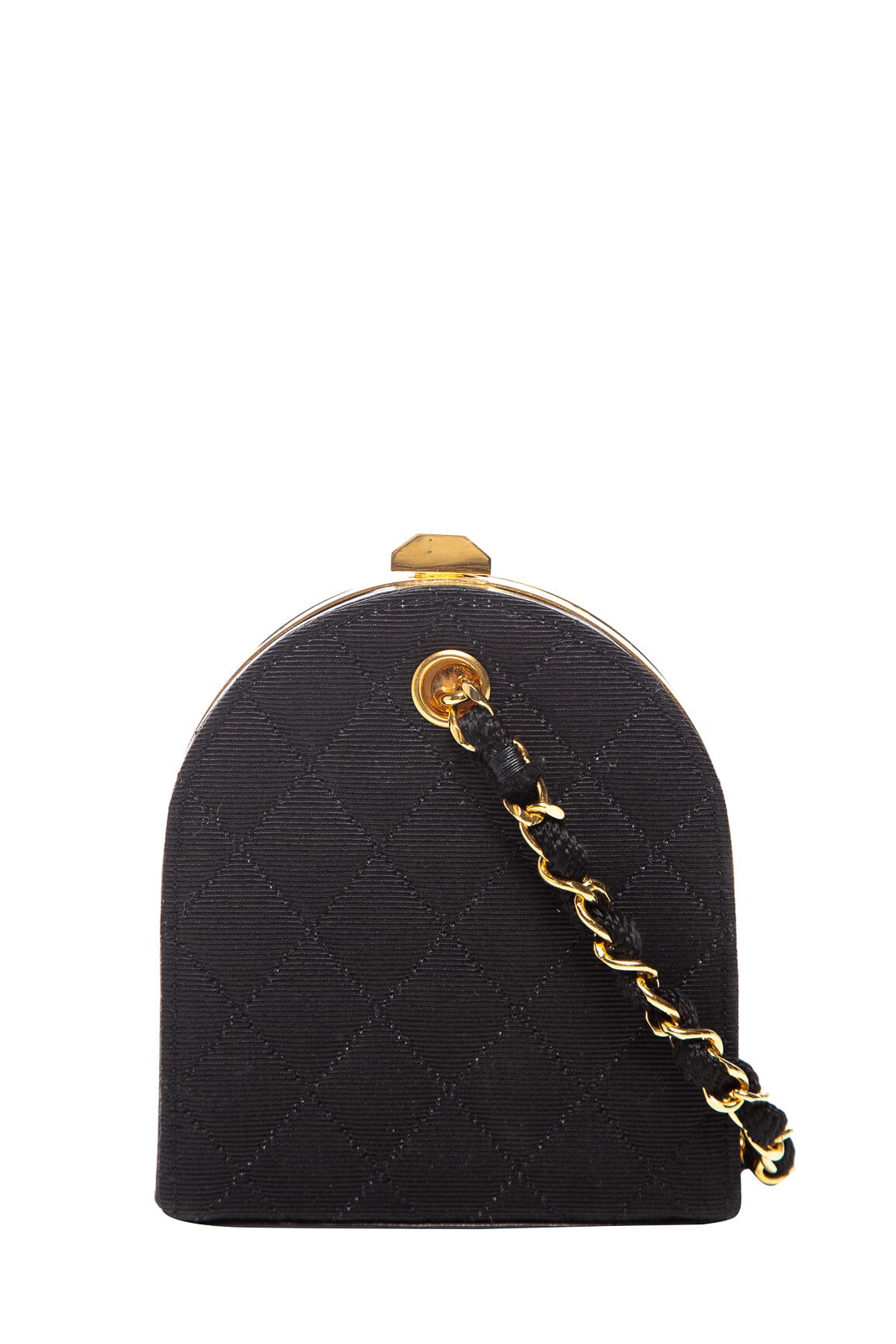 Chanel 1990   Black Quilted Canvas Mini Box Clutch Bag