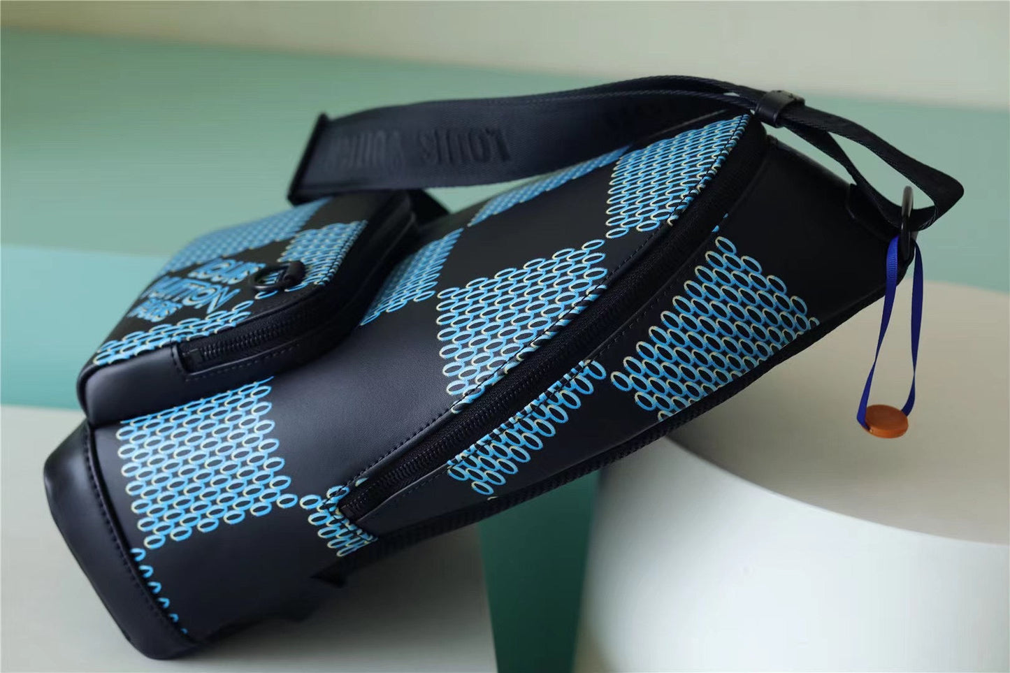 Top Quality Racer Damier Spray Blue For Men, Backpacks 16in/41cm Top Quality 
